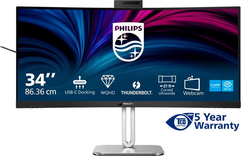 Philips 34B2U6603CH Curved - (Kuppvare klasse 2) 34, 34 inch/86.36 cm" 3440 × 1440pixels VA 21:9 120Hz