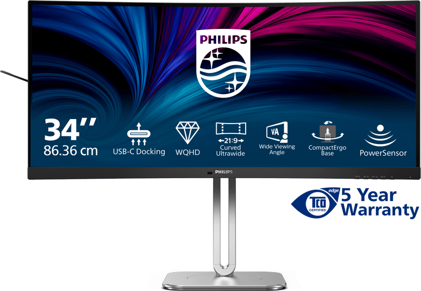 Philips 34B2U5600C Curved - (Löytötuote luokka 2) 34" 3440 × 1440pixels VA 21:9 120Hz
