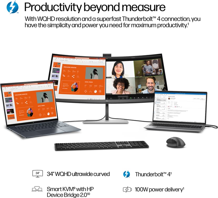 HP Series 7 Pro 734pm - (Outlet-vare klasse 3) 34" 3440 × 1440pixels IPS Black 21:9 120Hz