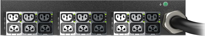 APC NetShelter Rack PDU Advanced Switched Metered, 2U, 3 Phase, 415V, 41.4kVA 60A, 18 Outlets tehonjakeluyksikkö 18 AC-pistorasia(a) Musta