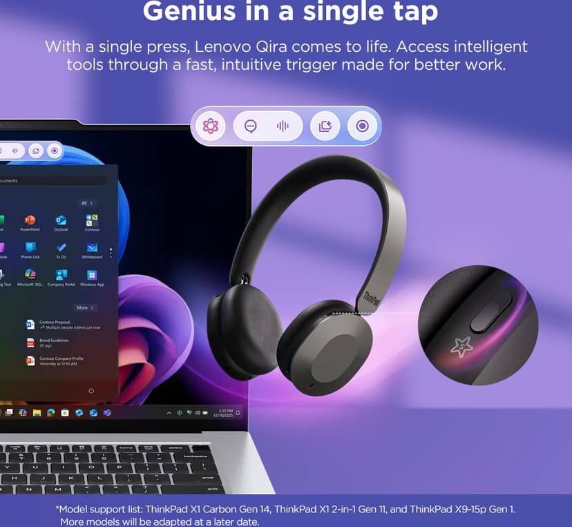 Lenovo ThinkPad 8550 Stereo USB-C Microsoft Teams Grå