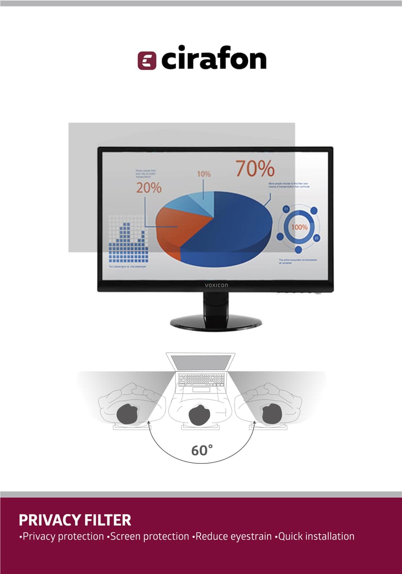 Cirafon Privacy Filter 23.8" 16:9 528X297 MM 23.8" 16:9