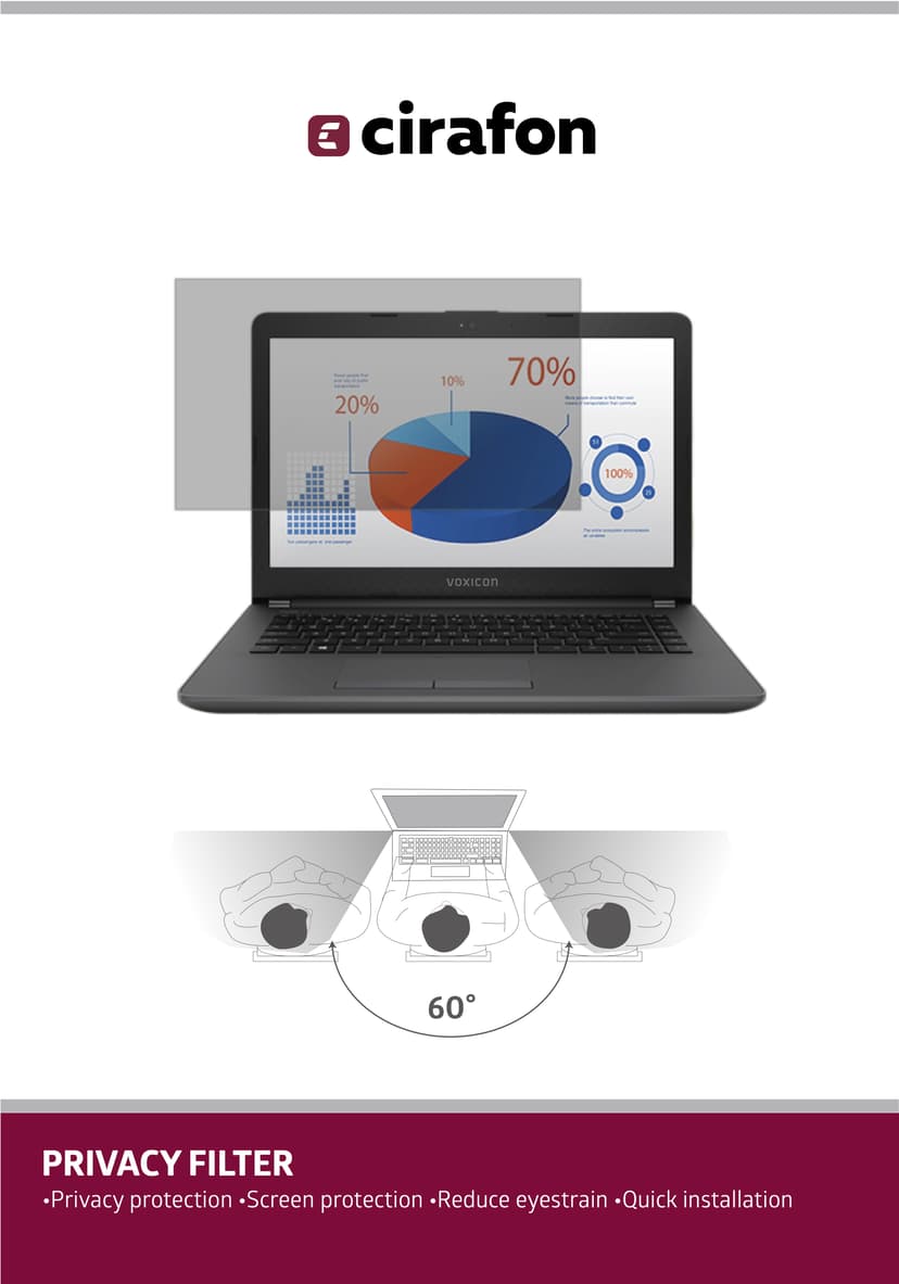 Cirafon Sekretessfilter 12" 16:9 för laptop – Insynsskydd för skärm 12" 16:9