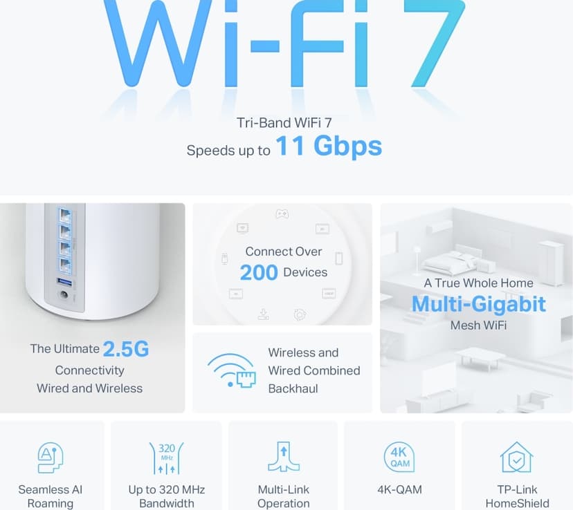 TP-Link Deco BE65 WiFi 7 Mesh System 3-Pack  - (Löytötuote luokka 2)