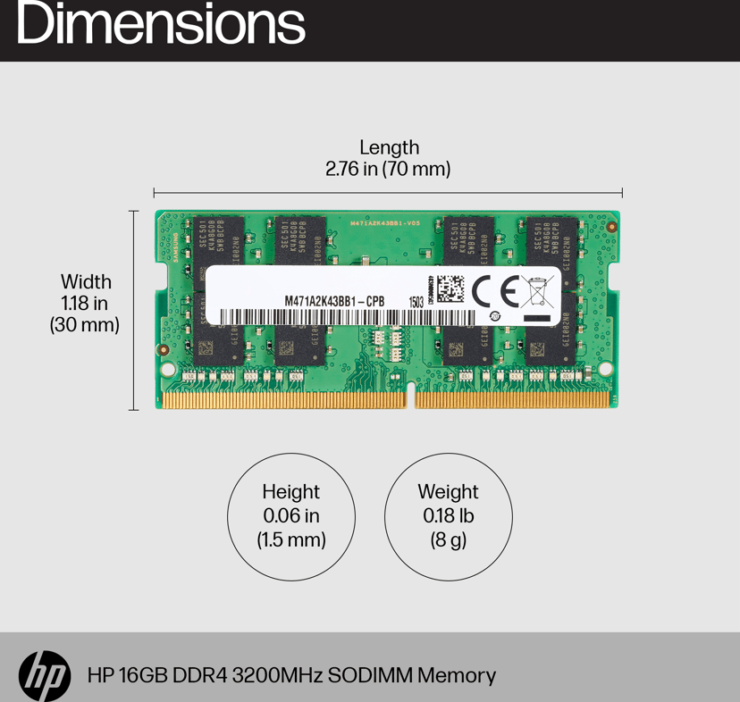 HP 16 Gt DDR4 3200 SODIMM -muisti 16GB 3200MHz DDR4 260-pin SO-DIMM