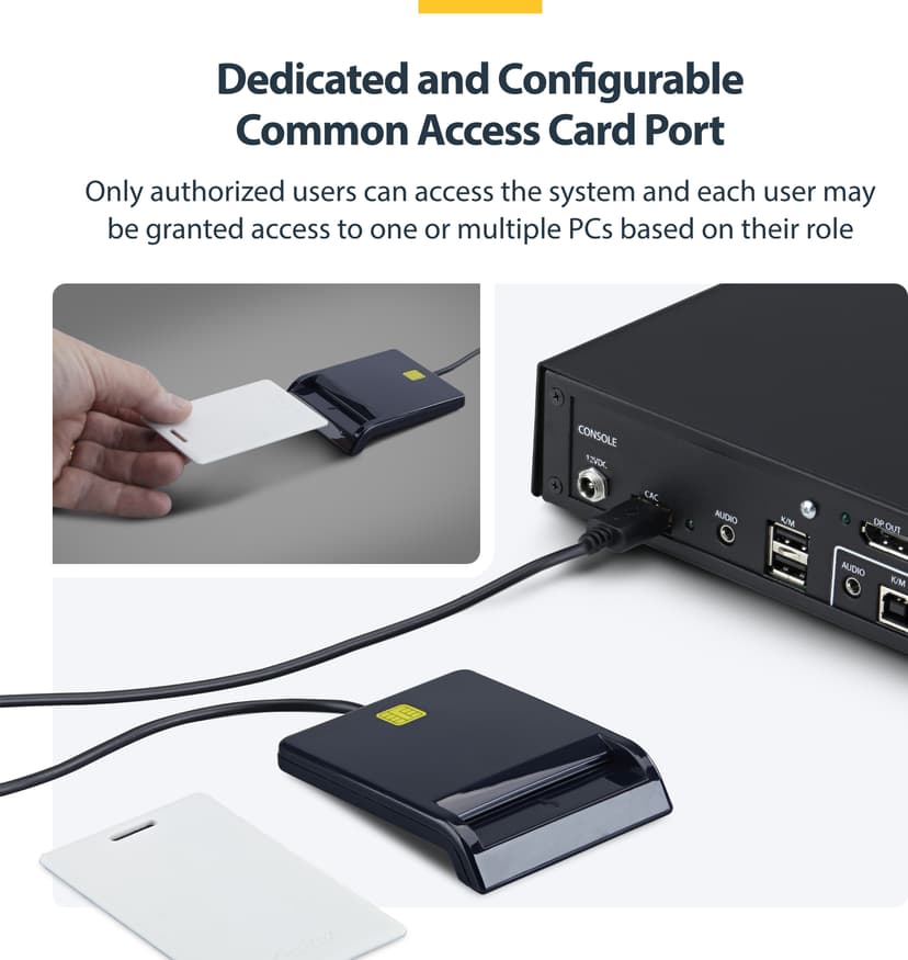 Startech StarTech.com Säker 4-portars KVM-switch, HDMI eller DisplayPort, 4K 60 Hz, NIAP-godkänd stationär KVM, metallhölje, CAC-port, TAA-kompatibel