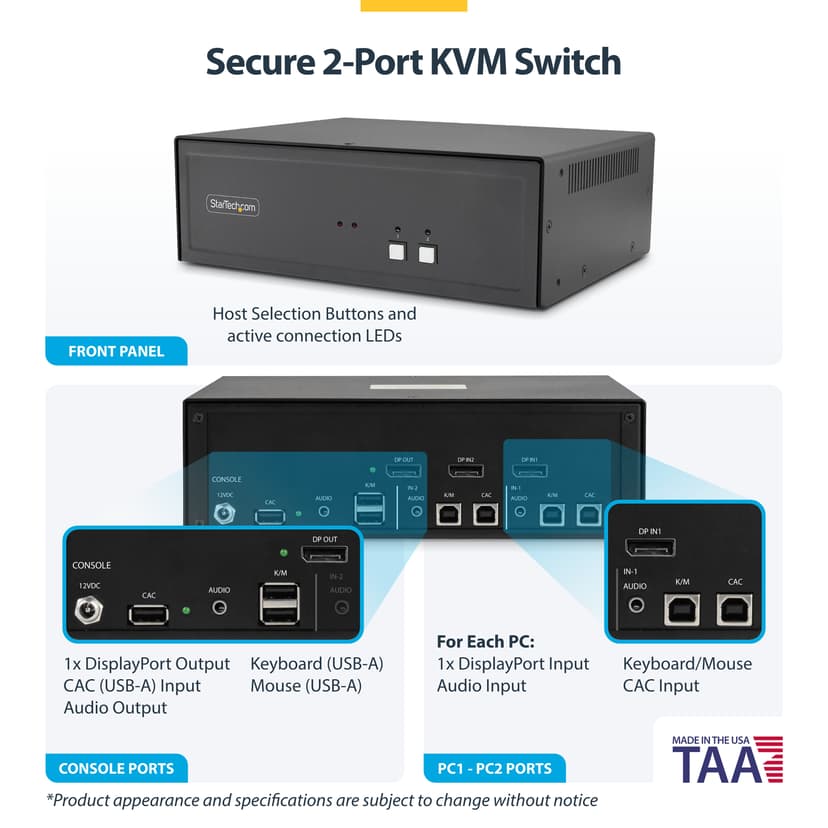 Startech StarTech.com CK4-P102C KVM-kytkin Musta