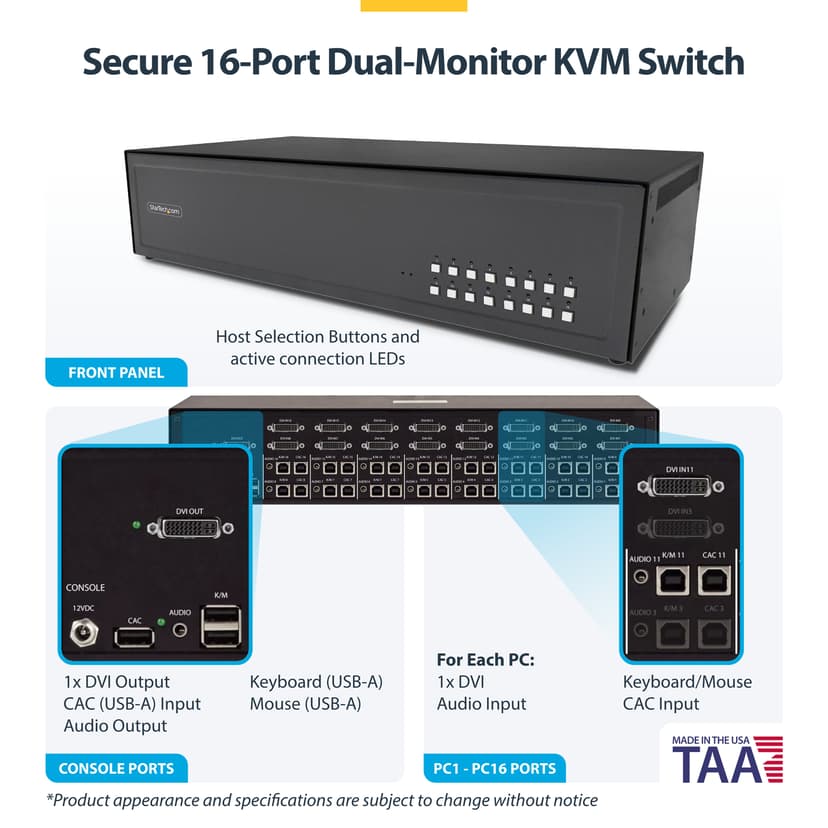 Startech StarTech.com CK4-D116C KVM-bryter Svart
