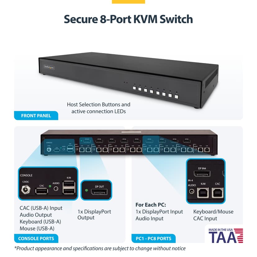 Startech StarTech.com CK4-P108C KVM-kytkin Musta