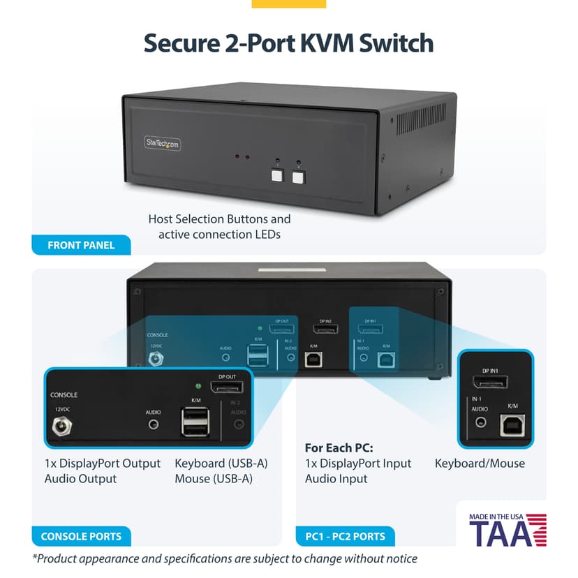 Startech StarTech.com CK4-P102 KVM-bryter Svart