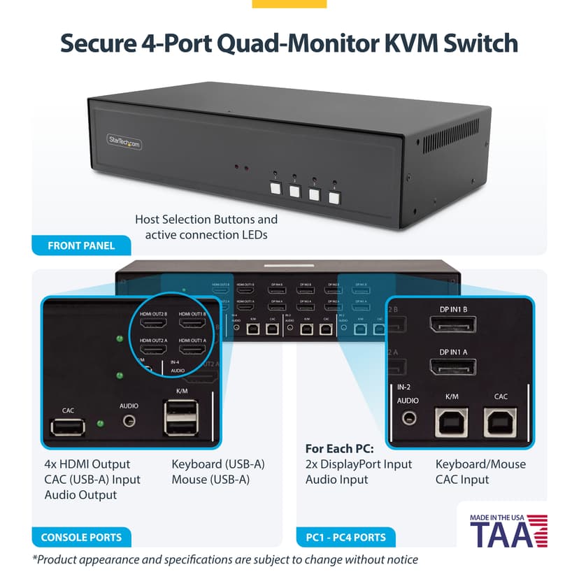 Startech StarTech.com CK4-PM204C KVM-bryter Svart