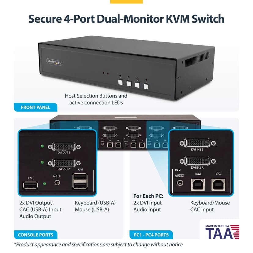 Startech StarTech.com CK4-D204C KVM-bryter Svart