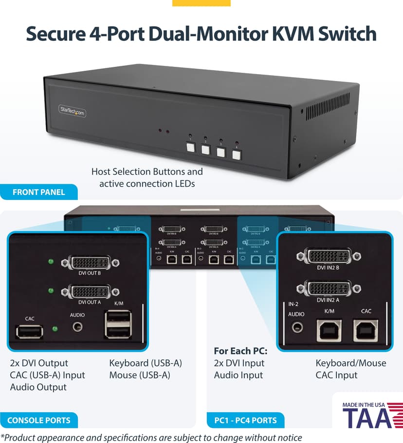 Startech StarTech.com CK4-D204C KVM-kytkin Musta