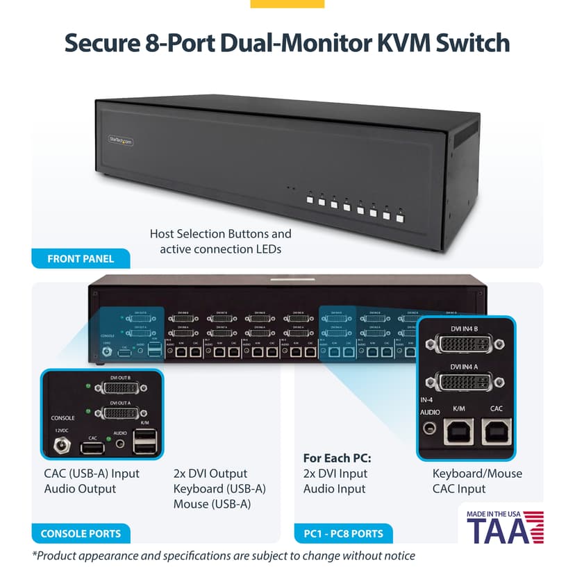 Startech StarTech.com CK4-D208C KVM-bryter Svart