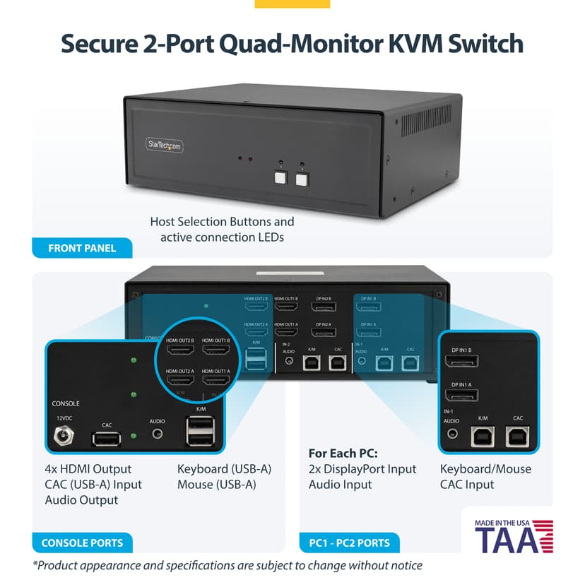 Startech StarTech.com CK4-PM202C KVM-bryter Svart