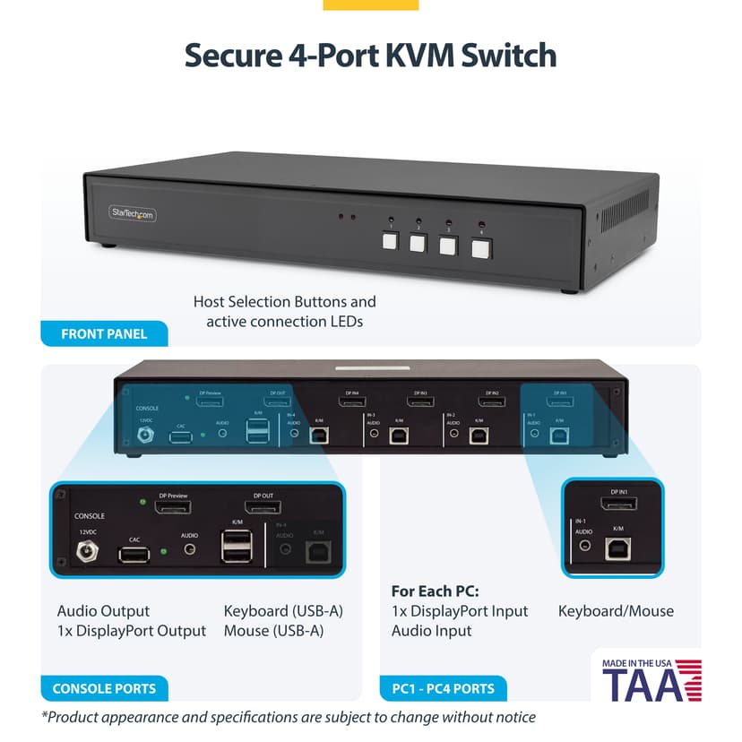 Startech StarTech.com CK4-P104 KVM-bryter Svart