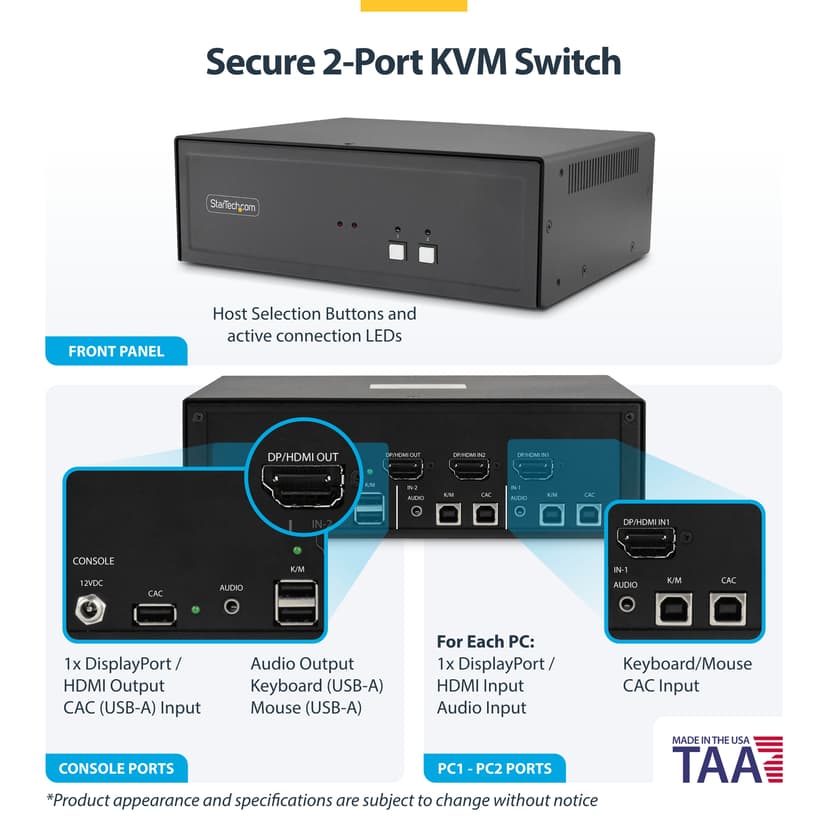 Startech StarTech.com CK4-HP102C KVM-bryter Svart