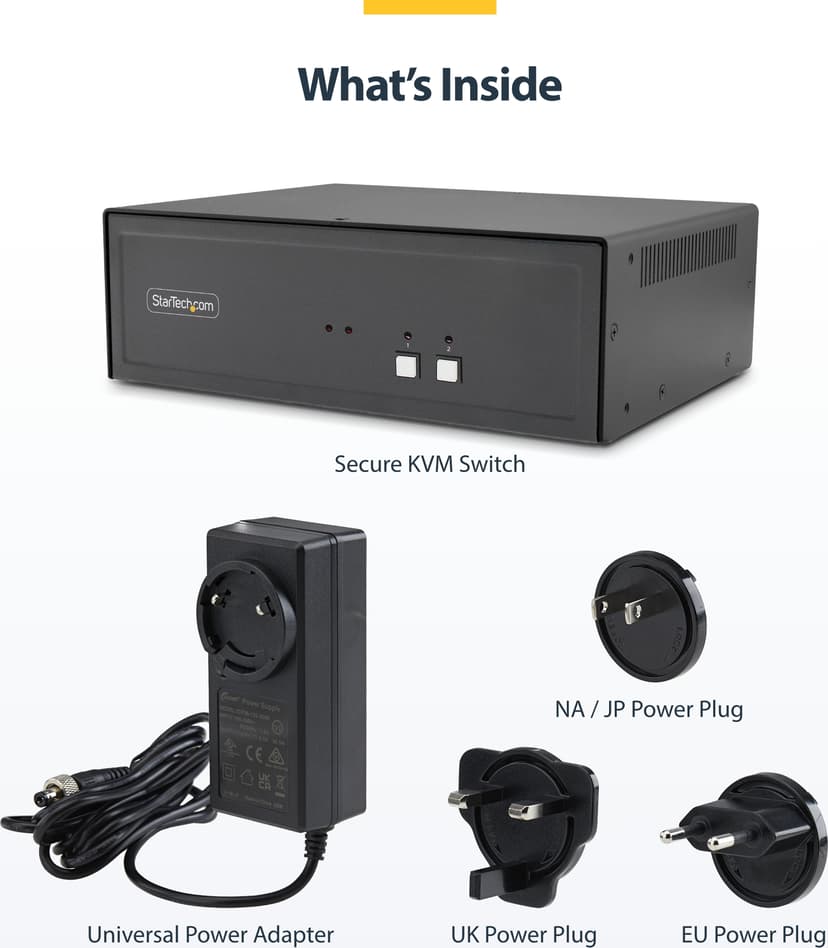 Startech StarTech.com Secure 2-Port Dual-Monitor KVM Switch, DVI, NIAP 4.0 Gecertificeerde Desktop KVM, Metalen Behuizing, CAC Poort, Made in USA