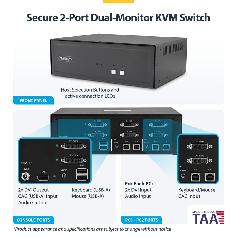 Startech StarTech.com CK4-D202C KVM-bryter Svart