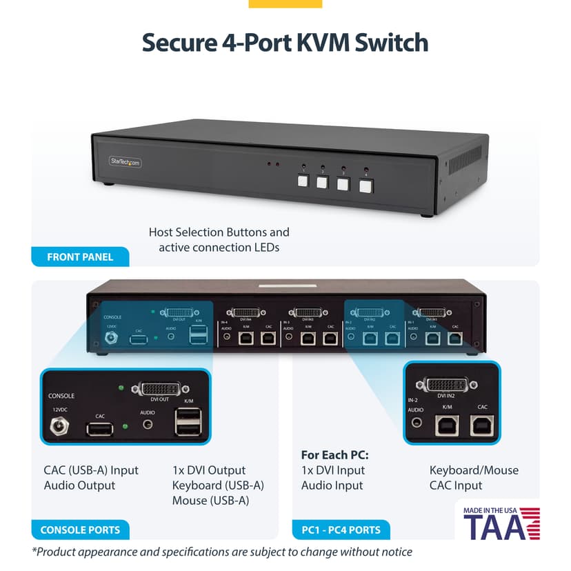 Startech StarTech.com CK4-D104C KVM-bryter Svart