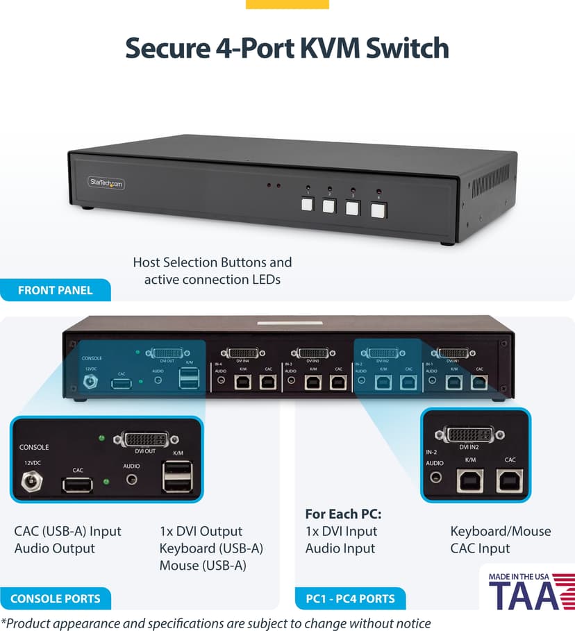 Startech StarTech.com CK4-D104C KVM-kytkin Musta