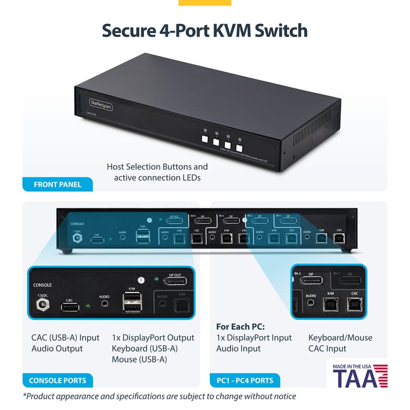 Startech StarTech.com CK4-P104C KVM-bryter Svart