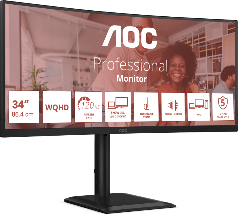 AOC CU34E4CV  - (Fyndvara klass 2) 34" 3440 × 1440pixels VA 21:9 120Hz
