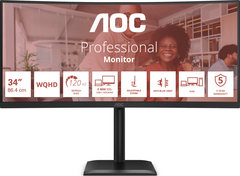 AOC CU34E4CV - (Fyndvara klass 3) 34" 3440 × 1440pixels VA 21:9 120Hz