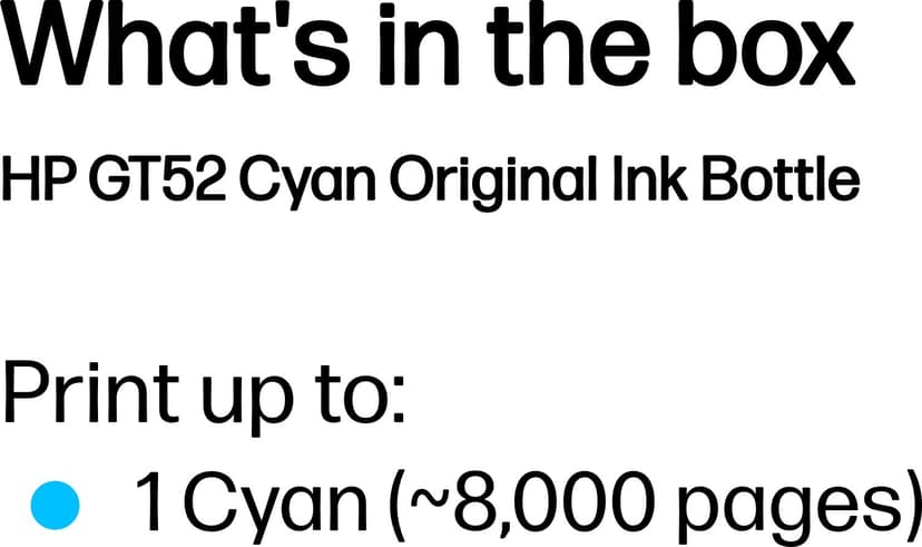 HP Bläck Cyan GT52 8K