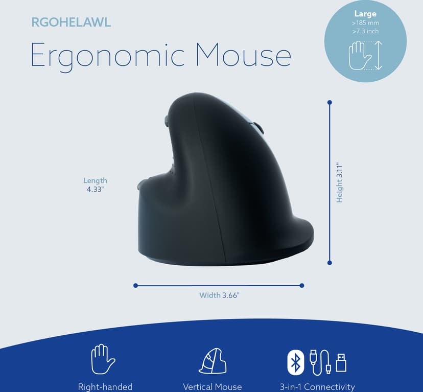 R-Go Tools HE Mouse - Large - (Kuppvare klasse 2) Bluetooth Mus