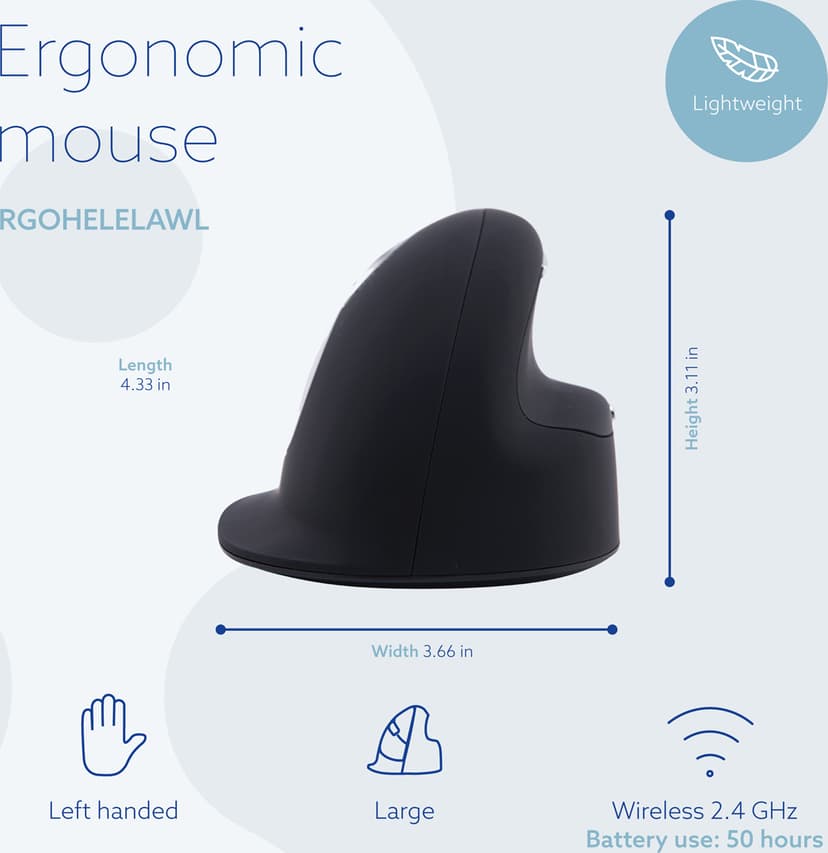 R-Go Tools HE Vertical Break Large Left Bluetooth Muis