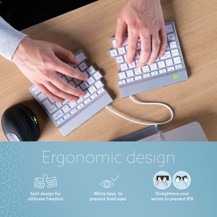 R-Go Tools Split Break Ergonomic Trådlös Nordisk Tangentbord