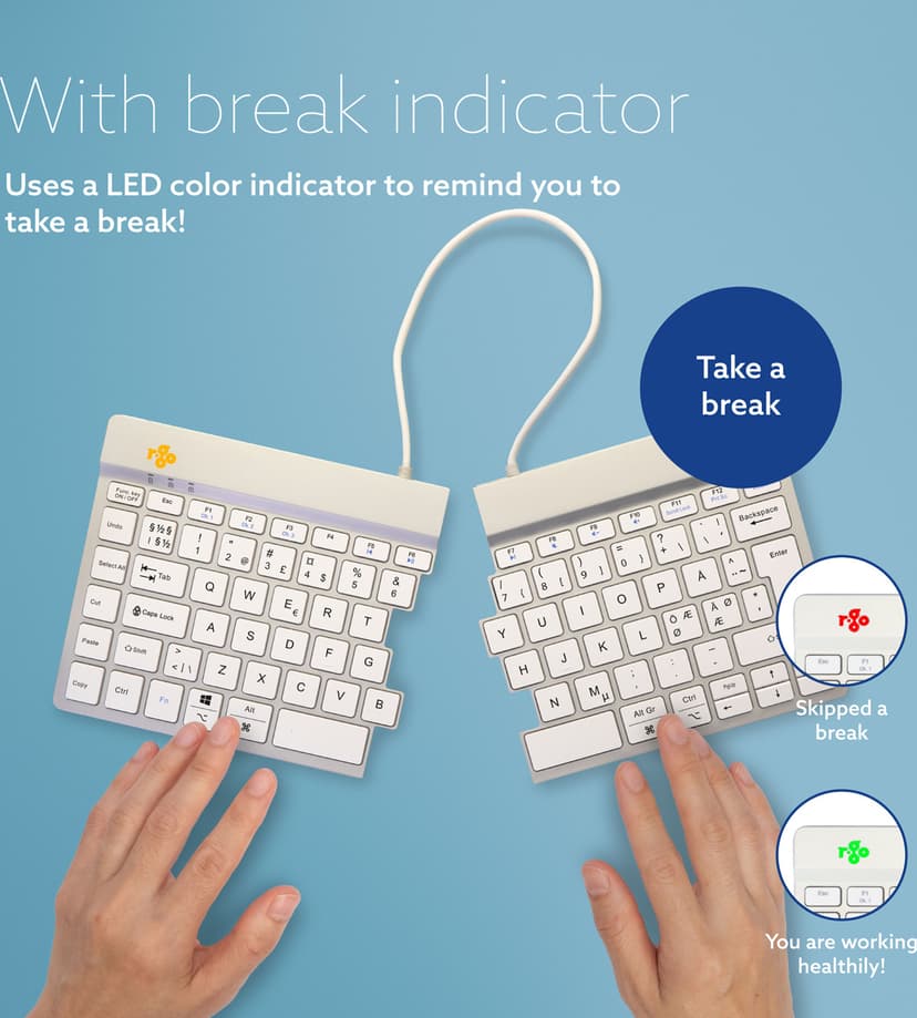R-Go Tools Split Break Ergonomic Trådlös Nordisk Tangentbord