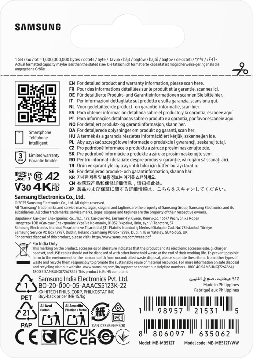 Samsung T7 microSD card 512GB MicroSDHC UHS-I