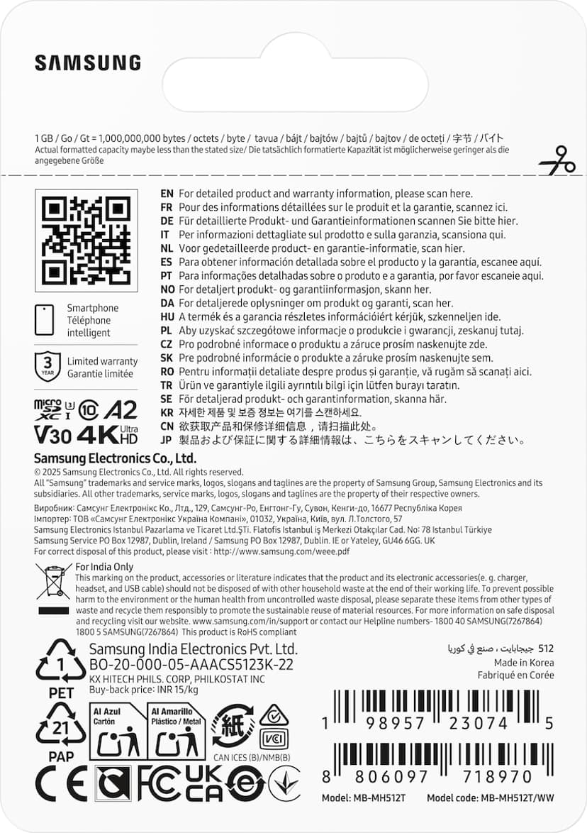 Samsung T9 microSD card 512GB MicroSDHC UHS-I