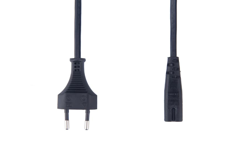Prokord Cable Power 2-Pin - Straight 1m Black 1m CEE7/16 C7 stekker Zwart