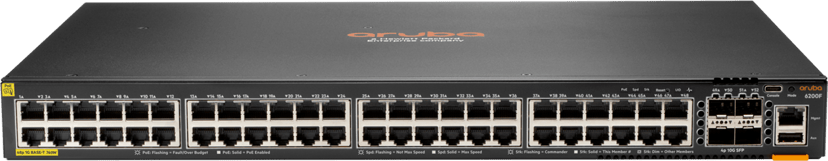 HPE Aruba Networking CX 6200F 48G Class-4 PoE 4SFP+ 740W Håndtert L3 Gigabit Ethernet (10/100/1000) Strøm over Ethernet (PoE) 1U