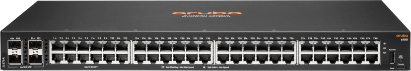 HPE Aruba Networking Aruba 6100 48G 4SFP+ Administreret L3 Gigabit Ethernet (10/100/1000) 1U Sort