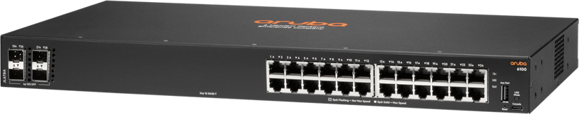 HPE Aruba Networking 6100 24G 4SFP+ Administreret L3 Gigabit Ethernet (10/100/1000) 1U Sort
