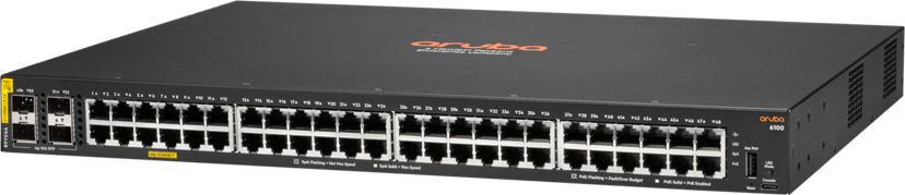 HPE Aruba Networking CX 6100 48G Class4 PoE 4SFP+ 740W Administreret L3 Gigabit Ethernet (10/100/1000) Strøm over Ethernet (PoE) 1U