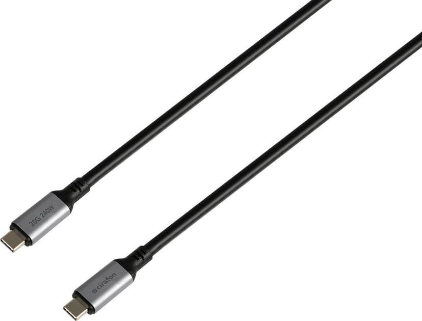Cirafon USB-C-kabel USB4 240W 20Gbps DP1.4 – For møterom og dokkingstasjoner 2m USB-C USB-C Svart