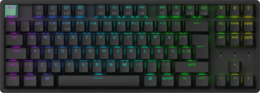 Keychron K8 HE Kablet og trådløs Gateron 2.0 Purple Magnetic Nordisk Tastatur