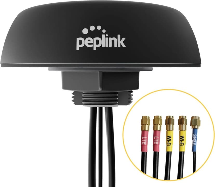 PEPLINK Mobility 22G ulkokäyttöön tarkoitettu matkapuhelinverkko/WiFi/GPS-antenni, musta