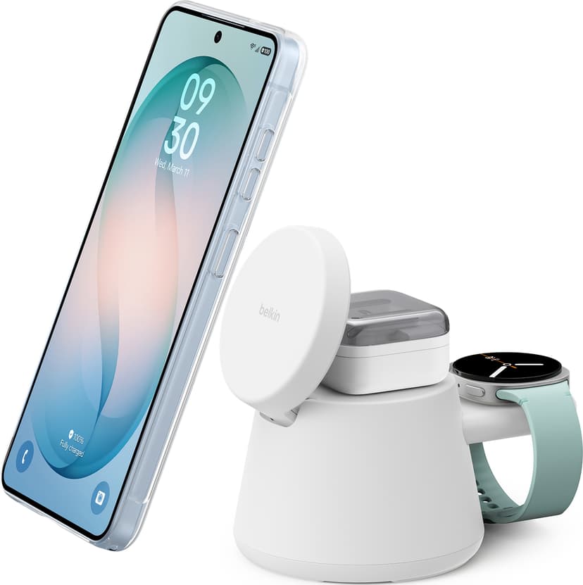 Belkin 3in1 25w Qi2 Universal Wireless Charging Station 1.5m Wit