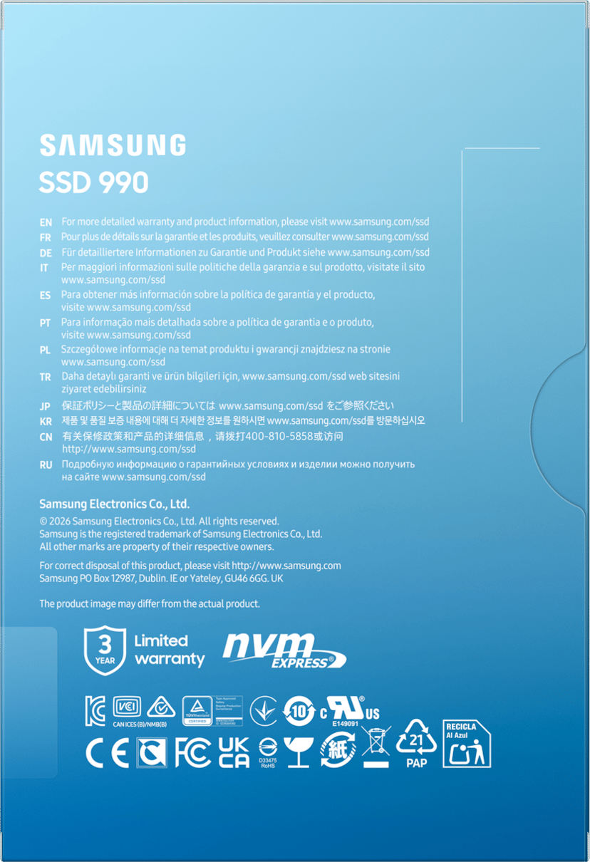 Samsung 990 2TB SSD M.2 PCIe 4.0