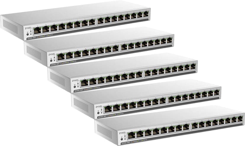 Zyxel GS1100-16EP 16-portars Gigabit Slim PoE-switch 5-pack