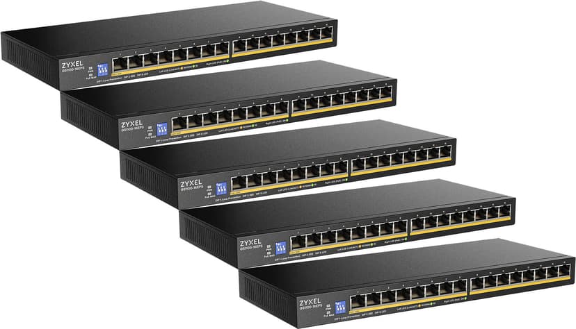 Zyxel GS1100-16EPS 16-portars Gigabit Slim PoE-switch 5-pack