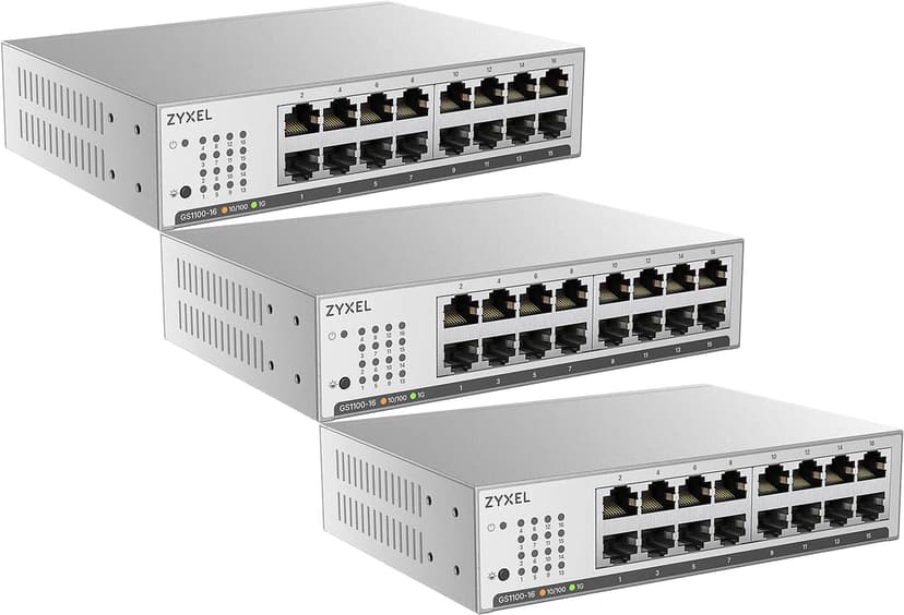 Zyxel GS1100-16 16-portars Gigabit switch 3-pack