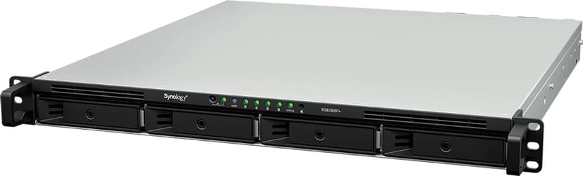 Synology RackStation RS826RP+ NAS- & lagringsservrar Rack (1U) AMD Ryzen V1500B 4 GB DDR4 0 TB DiskStation Manager Svart, Grå