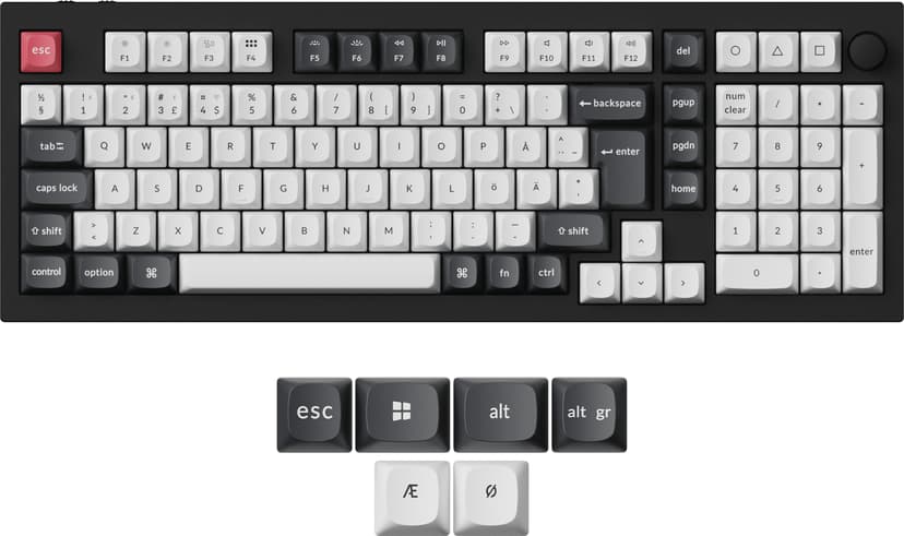 Keychron Q5 HE Knob Kablet og trådløs Gateron 2.0 Purple Magnetic Nordisk Tastatur